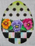 click here to view larger image of Black and White Egg - Pansies (hand painted canvases)