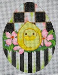 click here to view larger image of Black and White Egg - Yellow Peep Chick (hand painted canvases)