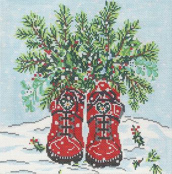 click here to view larger image of Winter Boots (hand painted canvases)