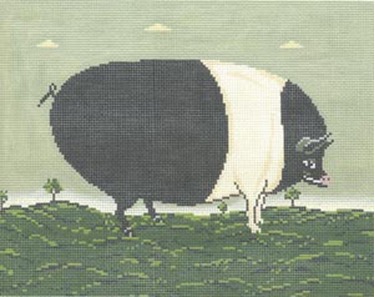 click here to view larger image of Black and White Pig (hand painted canvases)