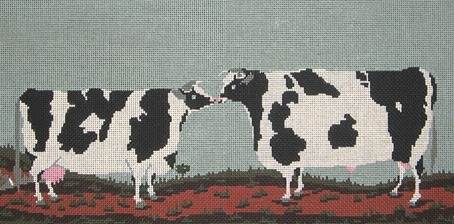 click here to view larger image of Kissing Cows (hand painted canvases)