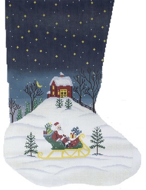 click here to view larger image of Sleigh Sock (hand painted canvases)