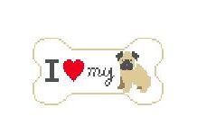 click here to view larger image of I Love My Pug (hand painted canvases)