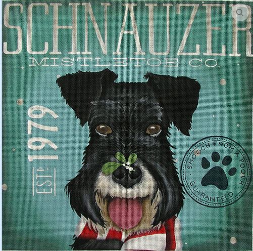 click here to view larger image of Schnauzer Mistletoe Company (hand painted canvases)