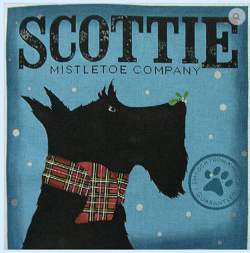 click here to view larger image of Scottie Mistletoe Company (hand painted canvases)