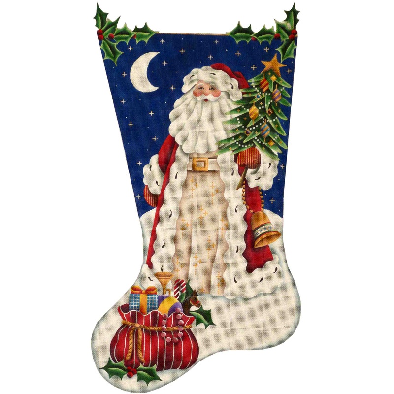 click here to view larger image of Old Father Christmas Santa Stocking - 13ct (hand painted canvases)