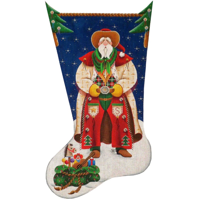 click here to view larger image of Cowboy Santa Stocking - 18ct (hand painted canvases)