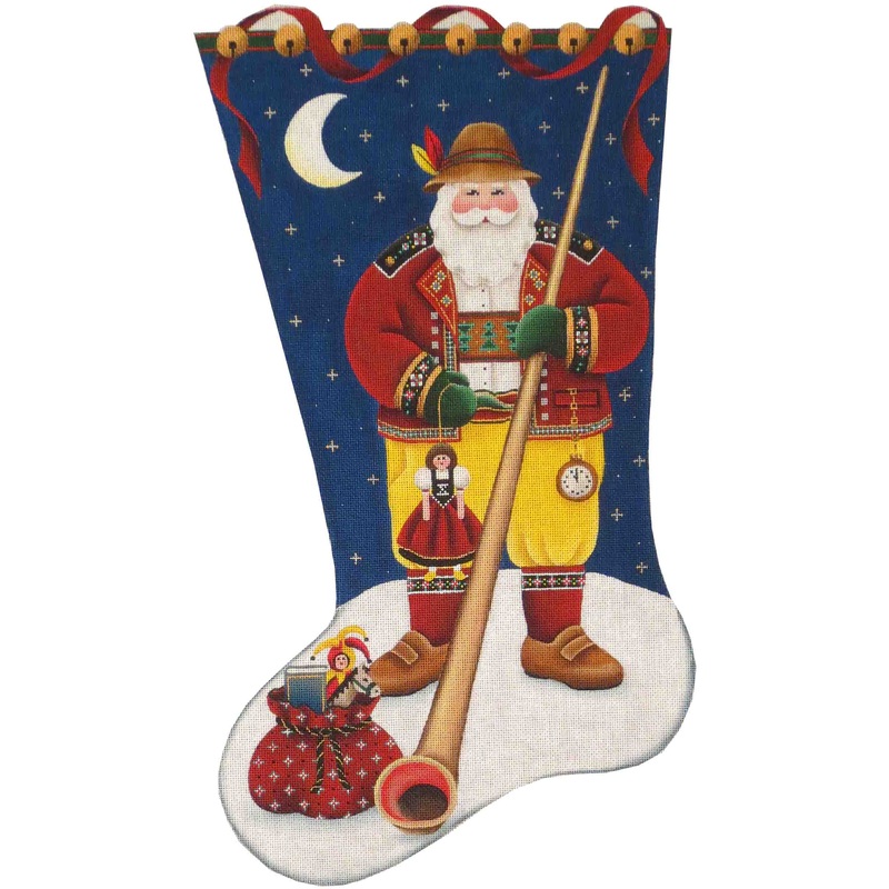 click here to view larger image of Swiss Santa Stocking - 18ct (hand painted canvases)