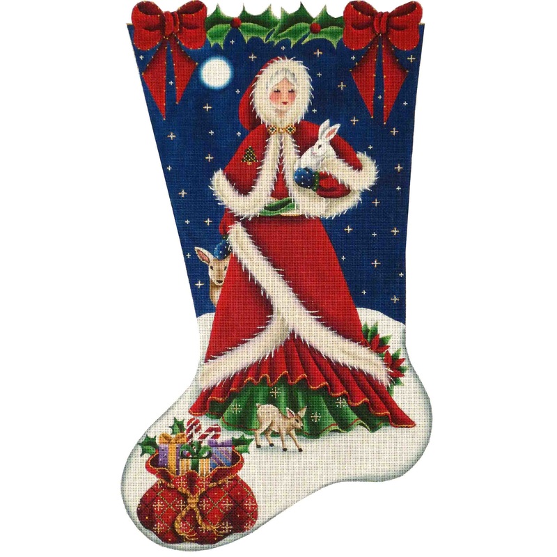 click here to view larger image of Mrs Santa Stocking - 13ct (hand painted canvases)