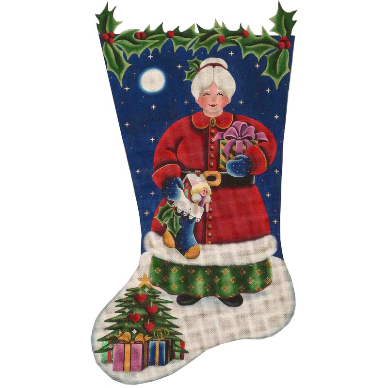 click here to view larger image of Mrs Clause Stocking - 13ct (hand painted canvases)