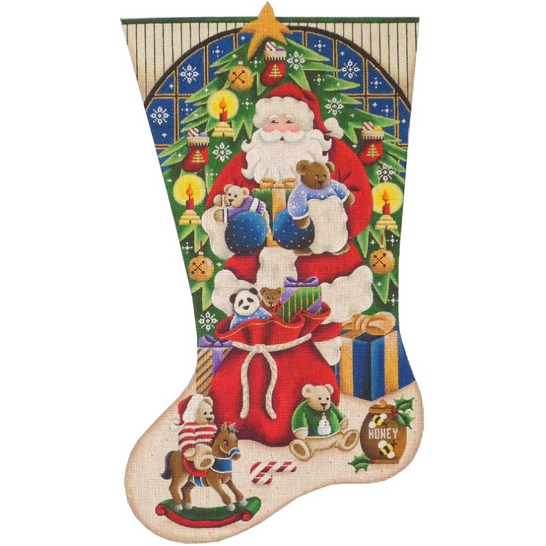 click here to view larger image of Teddys For Christmas Stocking - 18ct (hand painted canvases)