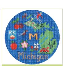 click here to view larger image of Michigan Ornament (hand painted canvases)