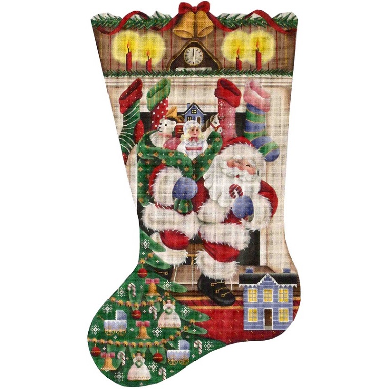 click here to view larger image of Out Of The Fireplace Stocking - 13ct - Girl (hand painted canvases)