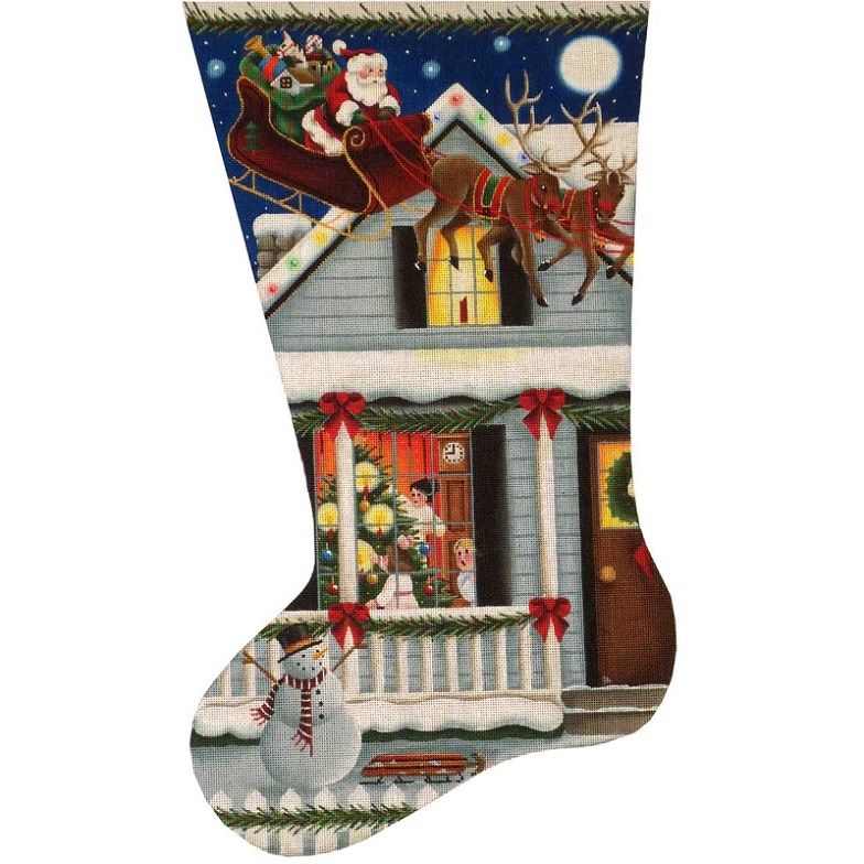 click here to view larger image of Santa Sighting Stocking - 18ct (hand painted canvases)