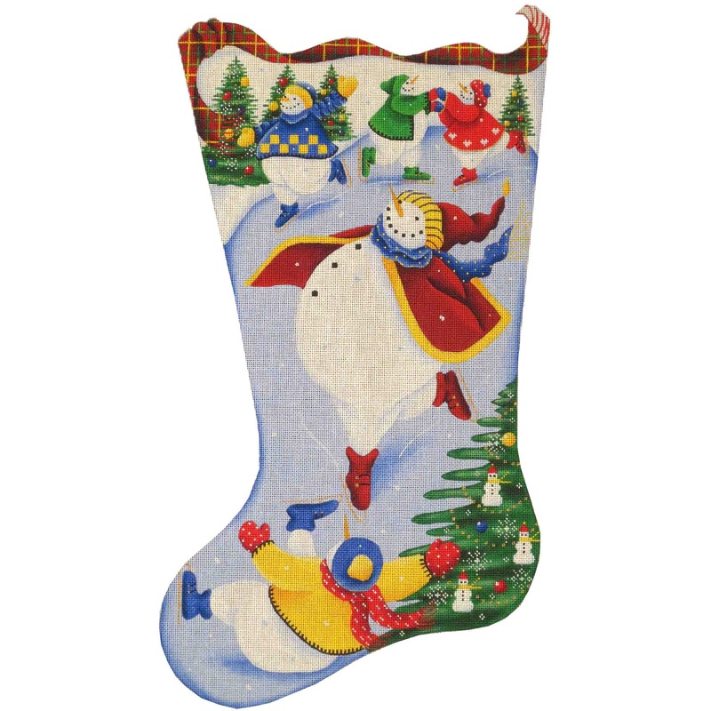 click here to view larger image of Skating Snowman Stocking - 18ct (hand painted canvases)