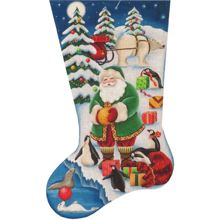 click here to view larger image of Polar Christmas Stocking - 13ct (hand painted canvases)