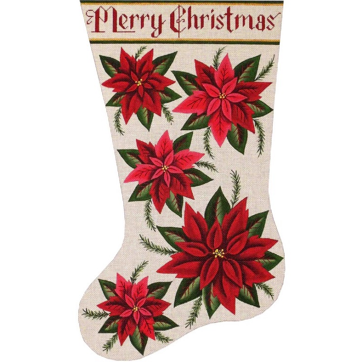 click here to view larger image of Poinsettia Stocking - 18ct (hand painted canvases)