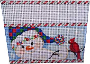 click here to view larger image of Snowman Checked Hat Stocking Cuff (hand painted canvases)