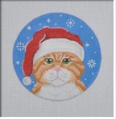 click here to view larger image of Orange Tabby Cat Santa (hand painted canvases)