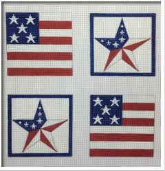 click here to view larger image of Patriotic Coasters (hand painted canvases)