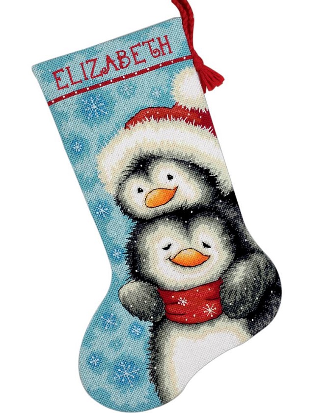 click here to view larger image of Hugging Penguin Stocking (needlepoint kits)