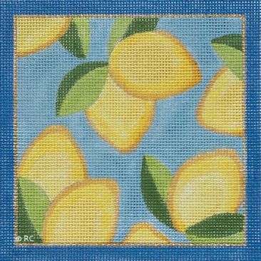 click here to view larger image of Lemon Print Square (hand painted canvases)
