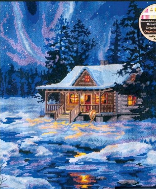 click here to view larger image of Winter Sky Cabin (needlepoint kits)