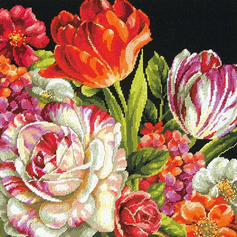 click here to view larger image of Bouquet on Black (needlepoint kits)