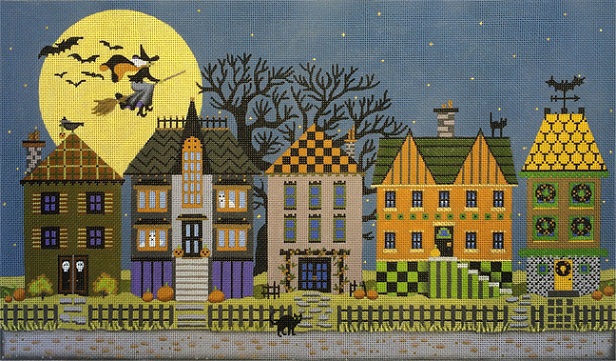 click here to view larger image of Halloween Houses (hand painted canvases)