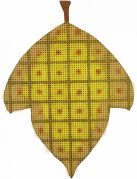 click here to view larger image of Windowpane Leaf Ornament (hand painted canvases)