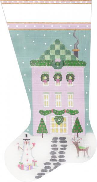 click here to view larger image of Lavender Glitter House Stocking (hand painted canvases)