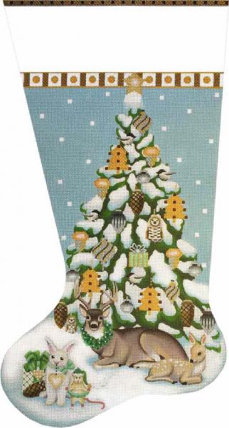 click here to view larger image of Wintergreen Tree Stocking (hand painted canvases)