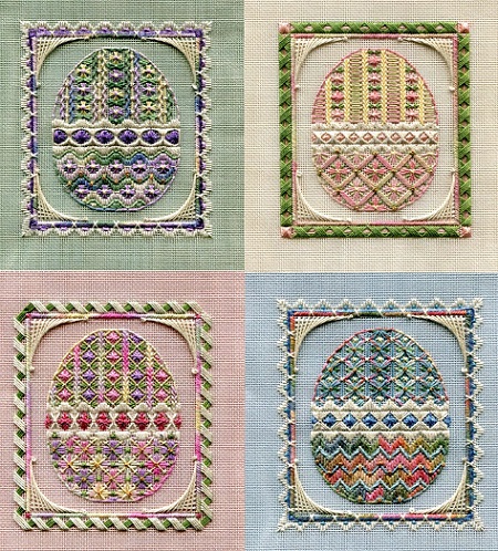 click here to view larger image of Easter Egg Ornaments (Includes Embellishments) (counted canvas work)