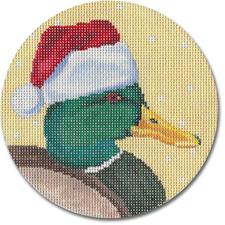 click here to view larger image of Mallard Duck With Santa Hat Ornament (hand painted canvases)