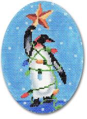click here to view larger image of Penguin with Star Ornament (hand painted canvases)
