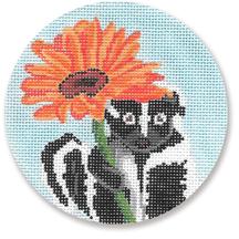 click here to view larger image of Skunk With Flower Ornament (hand painted canvases)