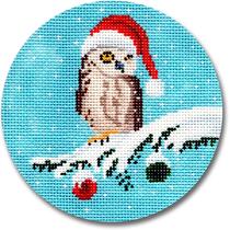click here to view larger image of Christmas Owl Ornament (hand painted canvases)