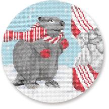 click here to view larger image of Beaver With Candy Cane Ornament (hand painted canvases)