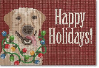 click here to view larger image of Happy Holidays with Dog (hand painted canvases)