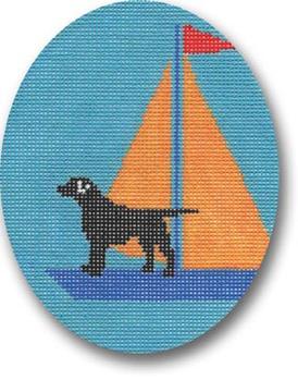 click here to view larger image of Black Lab - Yellow Sail Ornament (hand painted canvases)