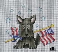 click here to view larger image of Flag Day Scottie (hand painted canvases)