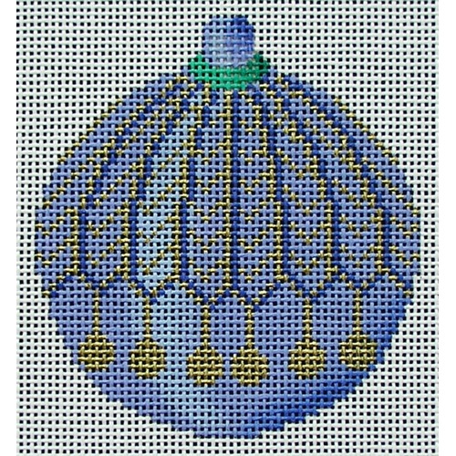 click here to view larger image of Blue Round Ornament (hand painted canvases)