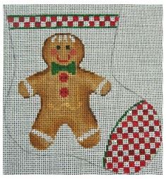 click here to view larger image of Gingerbread Mini Stocking (hand painted canvases)