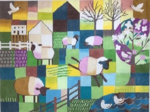 click here to view larger image of Frolicking Sheep (hand painted canvases)