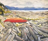 click here to view larger image of Kayaks on Beach (hand painted canvases)