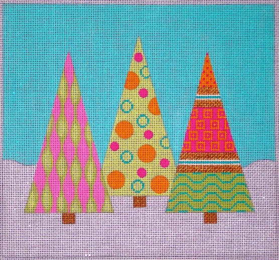 click here to view larger image of Candy Land Christmas Trees Trio (hand painted canvases)