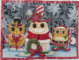 click here to view larger image of Christmas Owls (hand painted canvases)