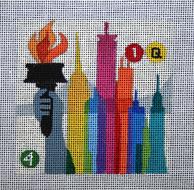 click here to view larger image of New York - Travel Coasters (hand painted canvases)