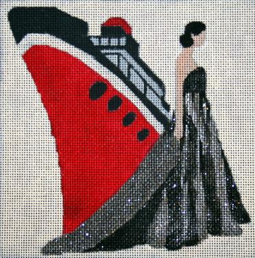 click here to view larger image of Ship and Gown - Windows of Milan (hand painted canvases)