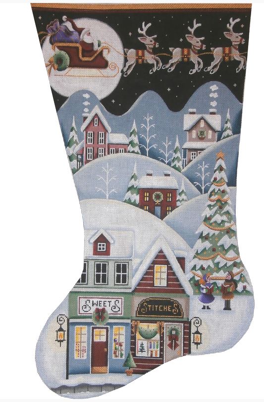 click here to view larger image of Sweet Shop Village Stocking - 13m (hand painted canvases)